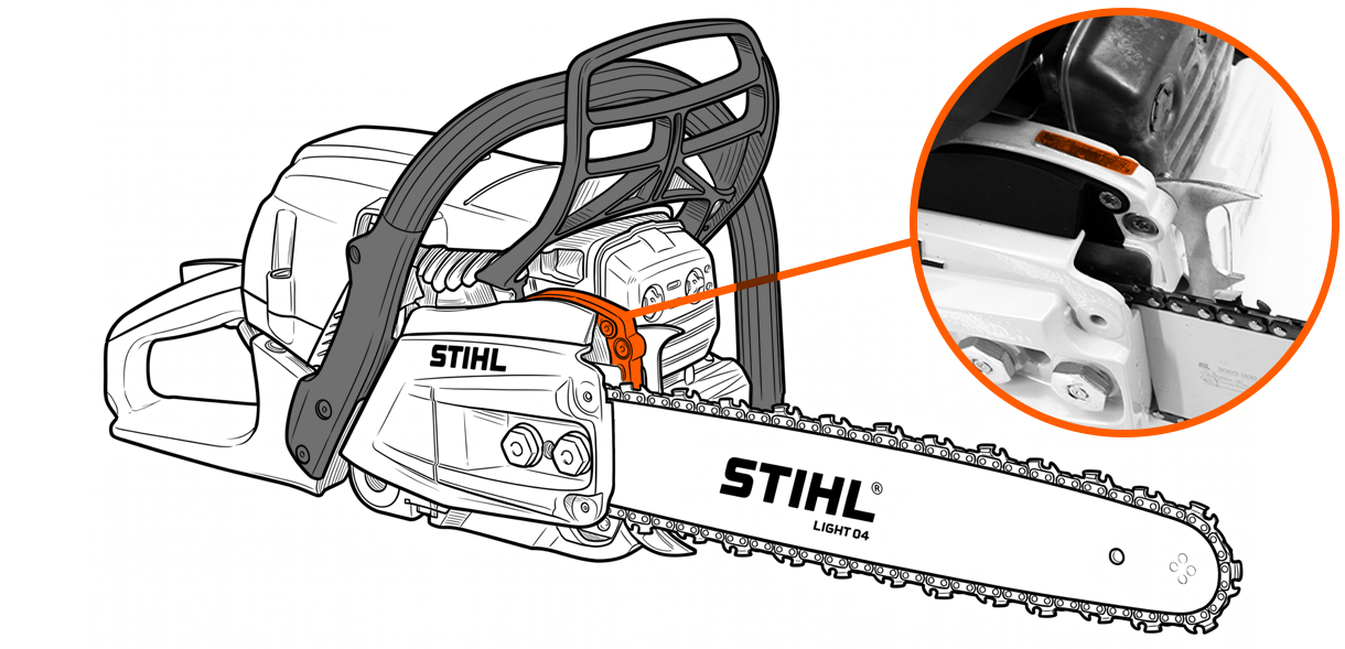 Her finder du serienummeret på STIHL Motorsave